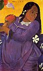 Paul Gauguin Canvas Paintings - Woman with a Mango